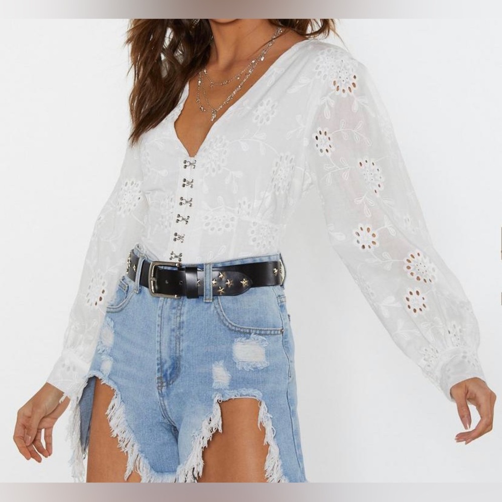 Nasty Gal Eyelet Crop Blouse